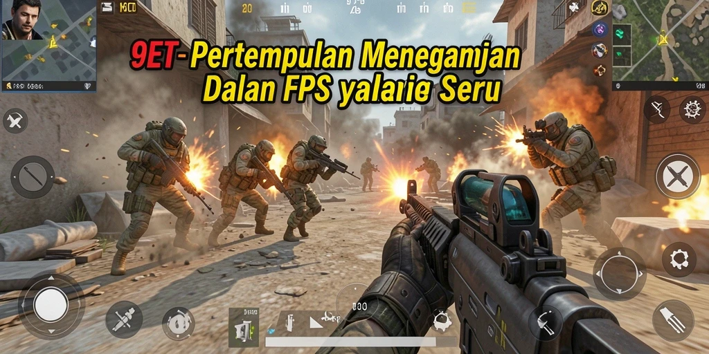 Screenshot gameplay 9ET yang menampilkan pertempuran epik FPS.