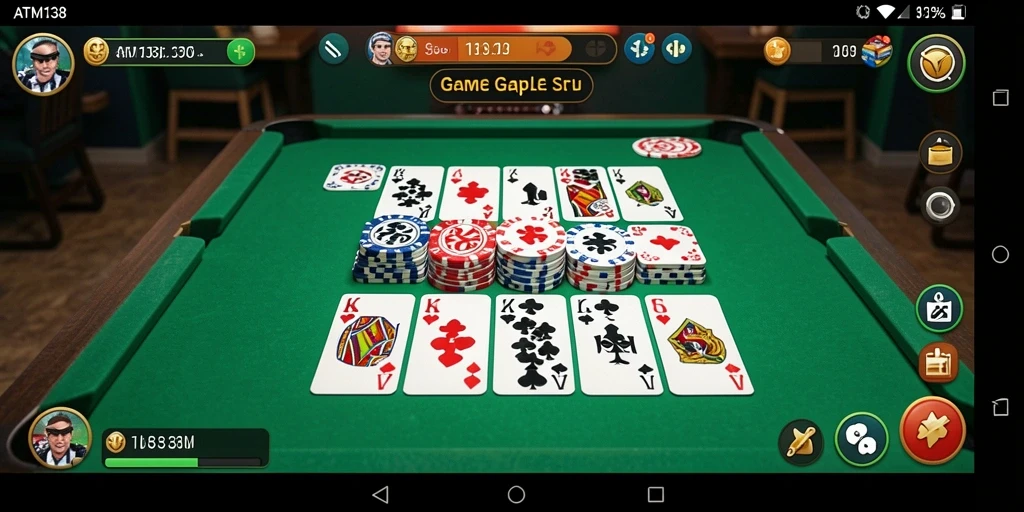 Screenshot utama ATM138 menampilkan gameplay Gaple yang seru dan interaktif.