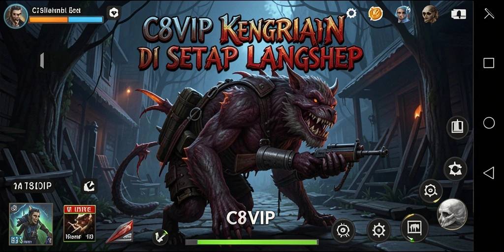 Screenshot dari gameplay C8VIP menampilkan suasana mencekam dan penuh ketegangan.