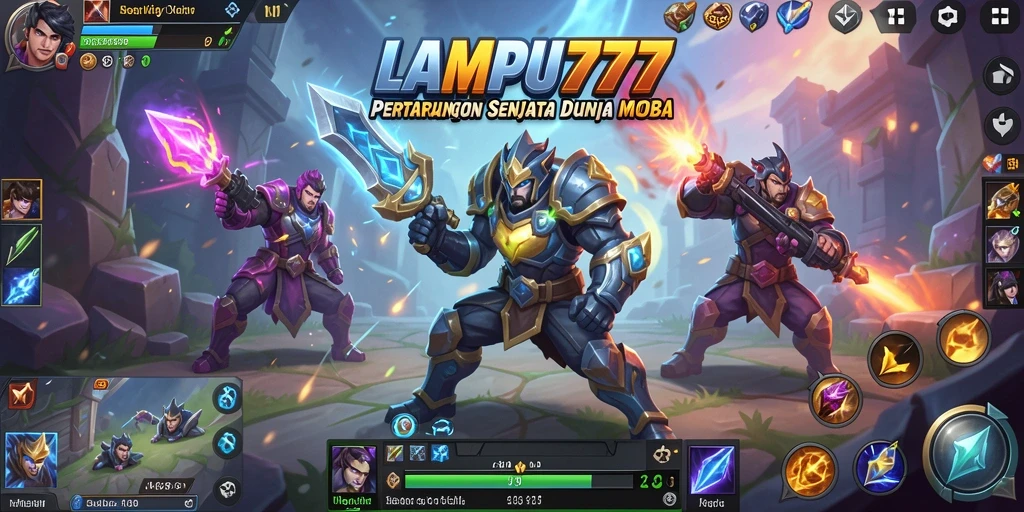 Screenshot gameplay LAMPU777 menampilkan pertarungan epik antara dua tim.
