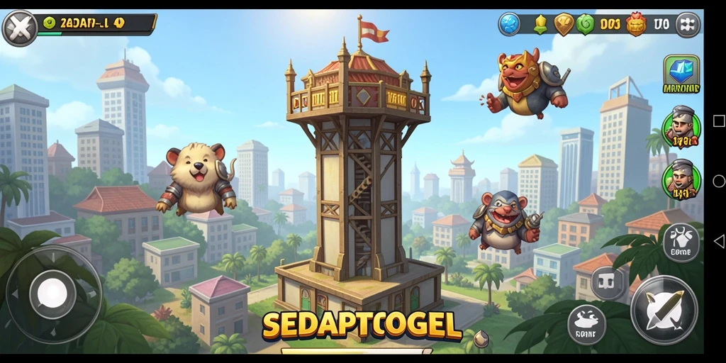 Tangkapan layar gameplay menampilkan aksi menara pertahanan yang mendebarkan.
