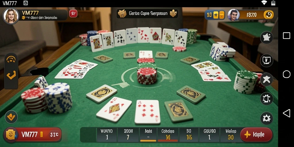 Screenshot gameplay VM777 menampilkan aksi seru permainan Gaple.